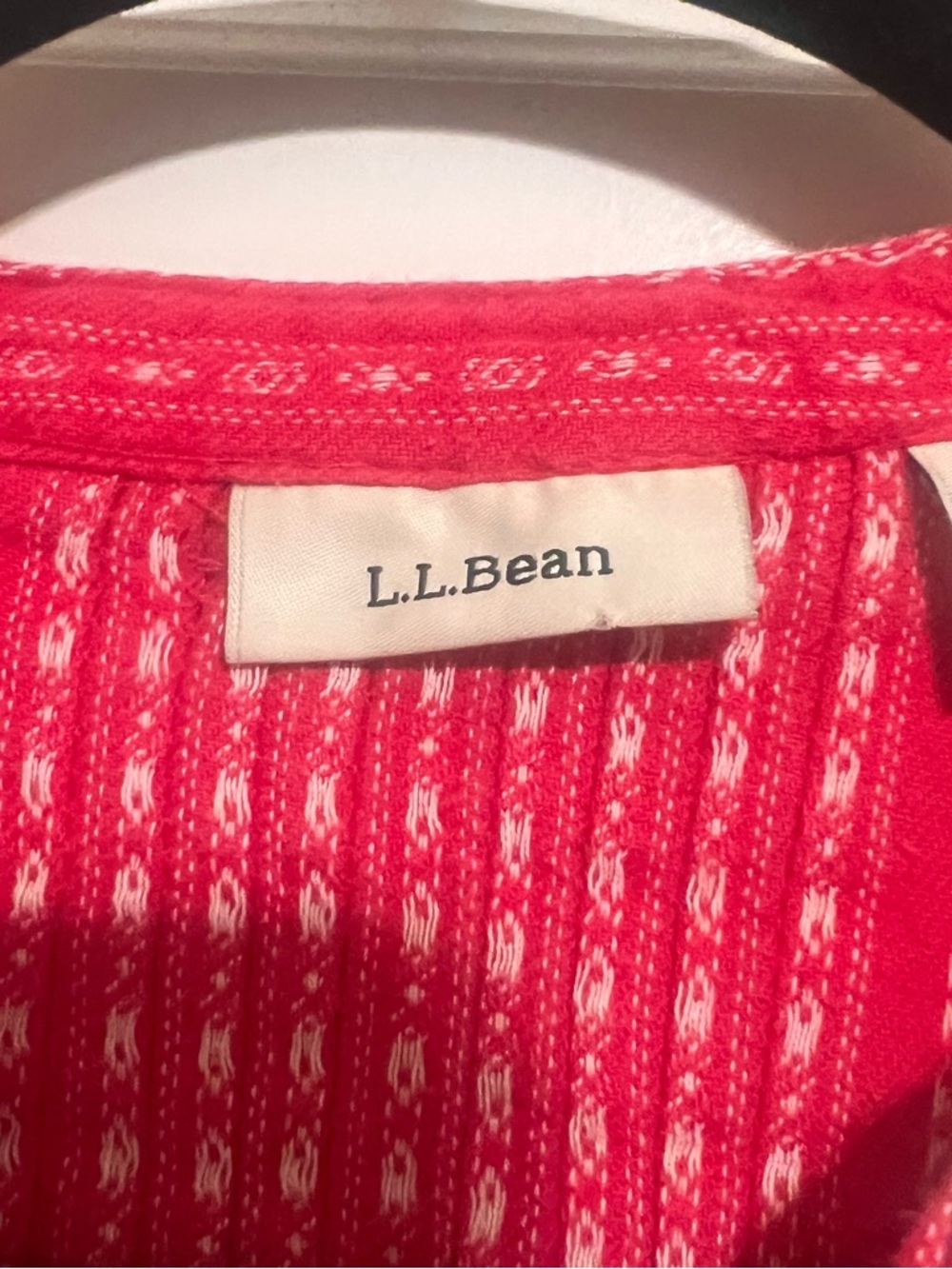 LL Bean Dobby Nightgown Flannel Red Pintuck Prairie Cottagecore - Picture 2 of 9